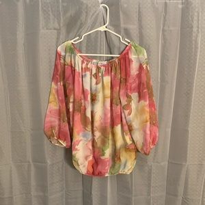 Vintage Pink Fluffy Floral Top